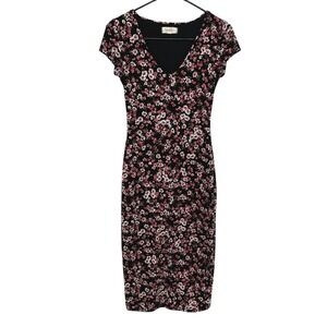 Jessica Simpson Black Floral Ribbed Knit Dress M Cottagecore Coquette‎ Casual